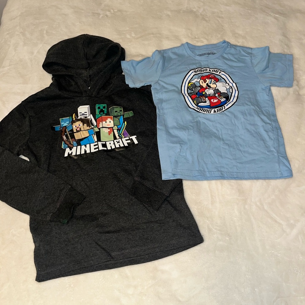 Mario Minecraft gamer back-to-school shirt and hoodie